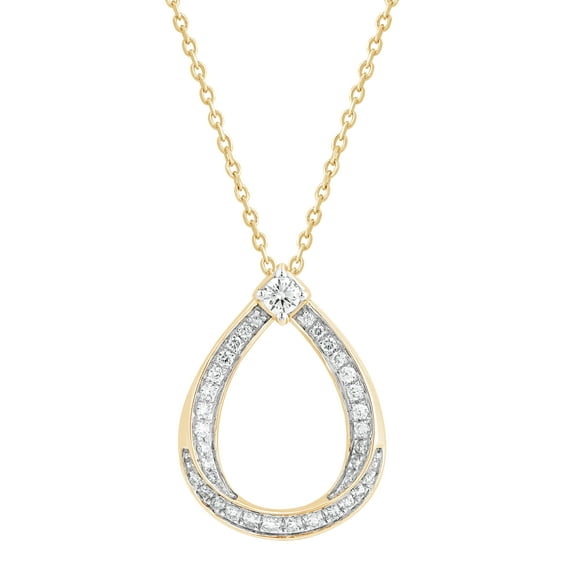 DewberryDiamonds 1/3 Cttw IGI Certified Lab Grown Diamond Teardrop Pendant Necklace|Pave Set Diamond Necklace for Women |18 Inch Cable Chain for Women 925 Silver (Clarity: VS; Color: FG; 0.30 cttw)