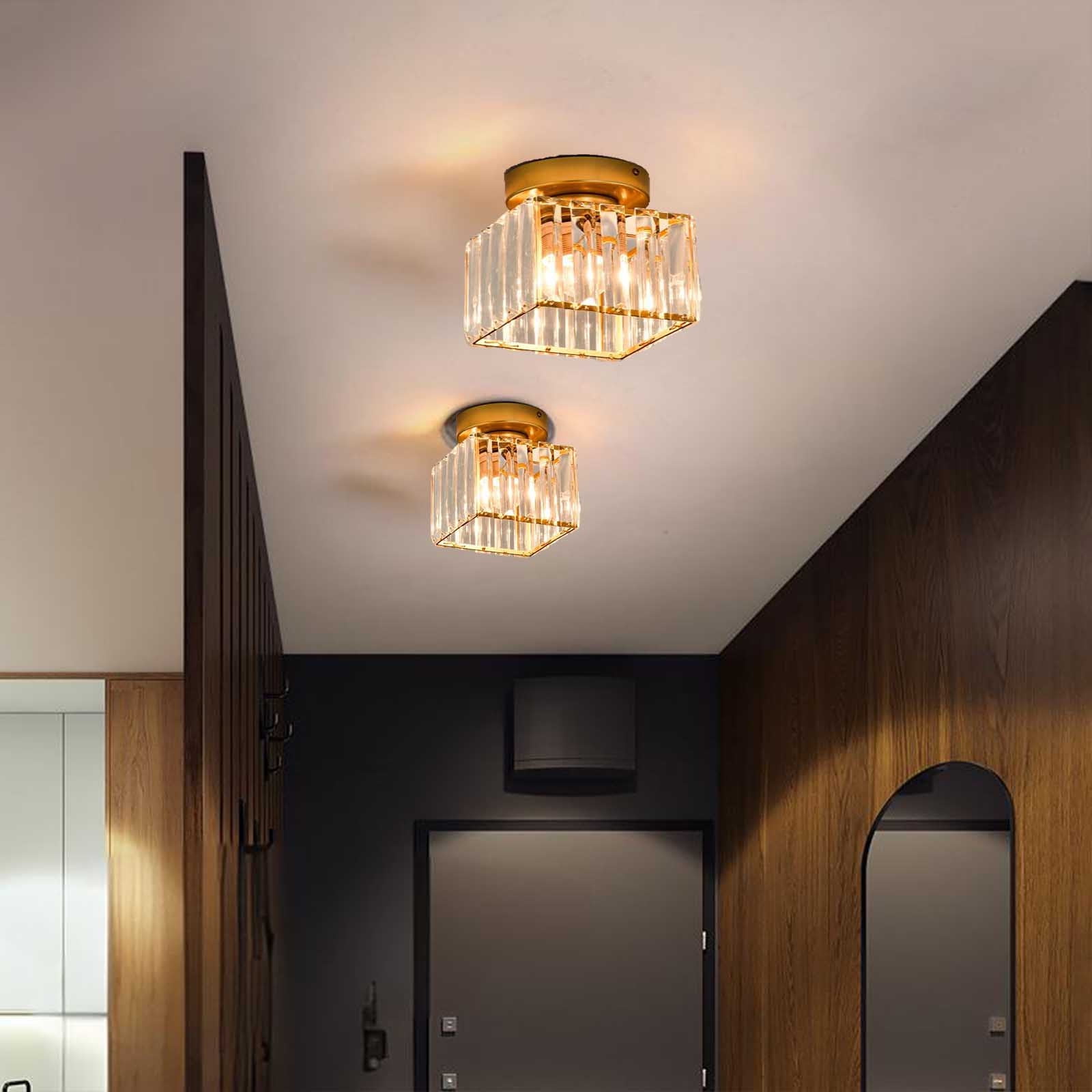 Flush Mount Ceiling Light LED Ceiling Lamp Square Crystal Kitchen Ceiling Lighting Fixtures for Bedroom Hallway Entryway Bathroom