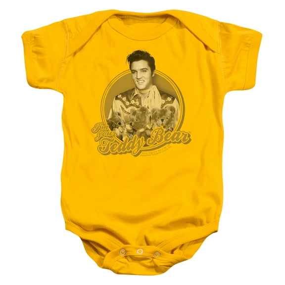 Trevco ELV643-SS-2 Elvis Presley & Teddy Bear Infant Snapsuit, Gold - Medium - 12 Months