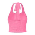 thumbnail image 5 of CUSTG Women Tank Top Fashion Versatile V Neck Slim Fit Cropped Camisole Sexy Lace See Through Backless Sheer Mesh Vest Top For Ladies Daily Wear And Layering,Pink,L, 5 of 5