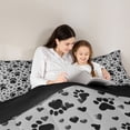 thumbnail image 4 of Homewish Cartoon Dog Paws Queen Comforter Set,Pet Lover Comforter Sets Queen,Gray,Heart Decor,Black Reversible,3 Pieces,1 Comforter and 2 Pillowcases, 4 of 7