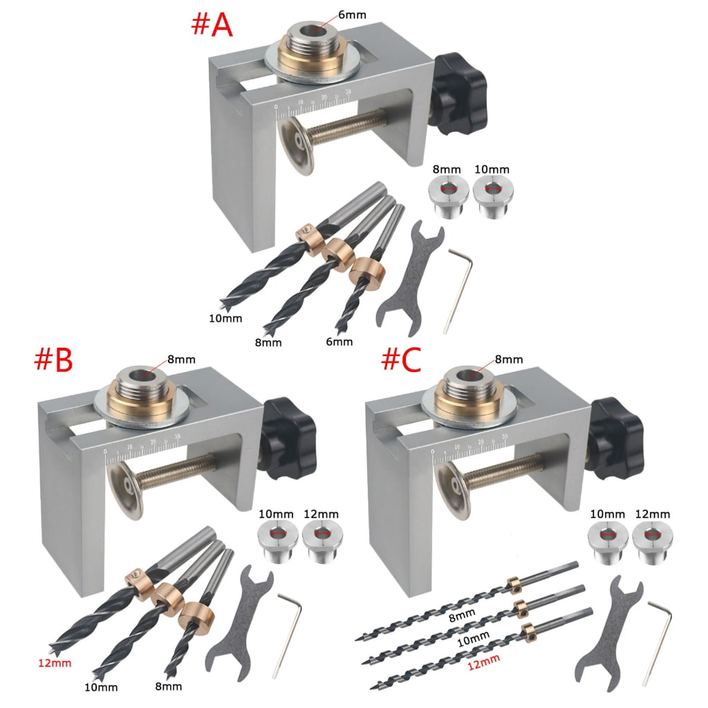 Pocket Hole Jig Kits Drill Template Dowel Hole Guide for Woodworking Pocket Doweling Jig Kits Tool Puncher Woodworking