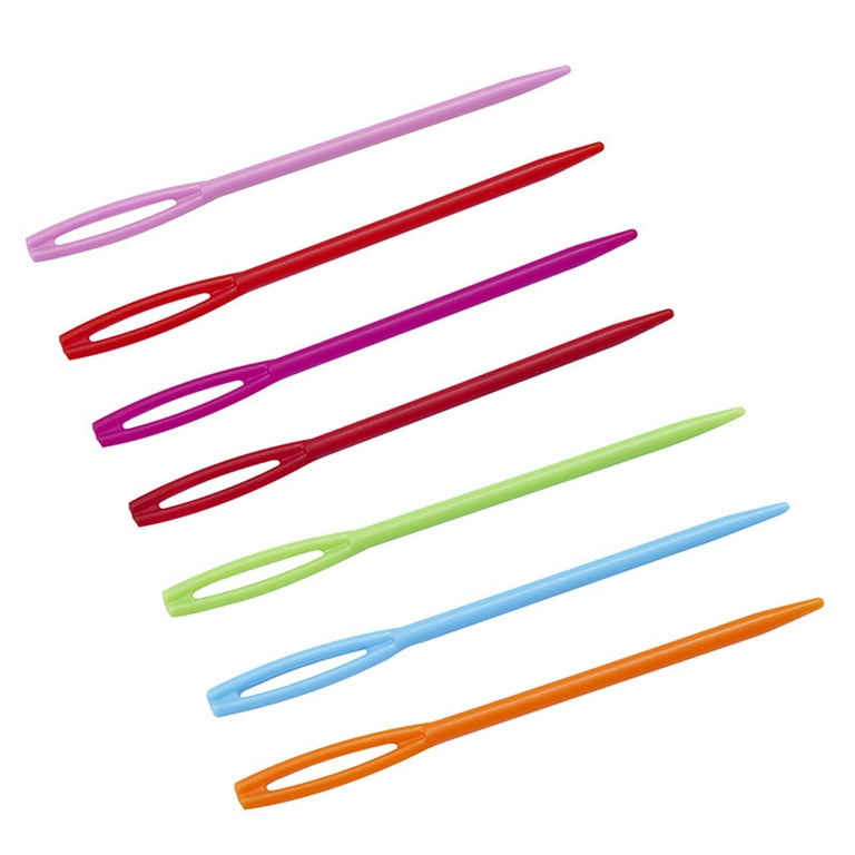 100pcs Large Eye Plastic Needles Bright Colors Portable Plastic Sewing  Needles