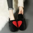 thumbnail image 5 of Wovix Couple Matching Shoes Cartoon Slippers for Womens Mens Cute Cozy Plush Warm -on House Shoes for Indoor and Outdoor Love Heart Slippers Black 39, 5 of 7
