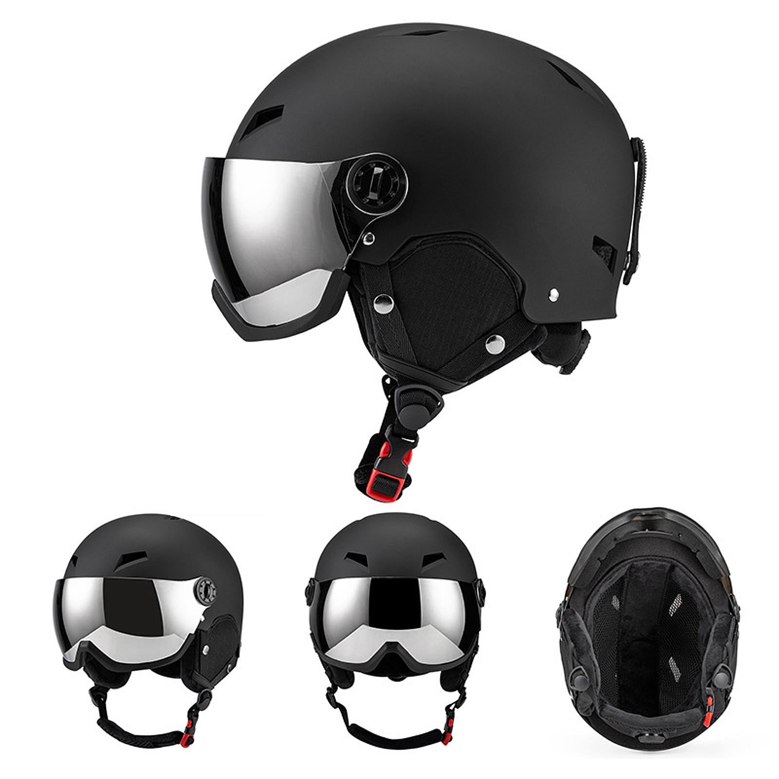 yotijay Snowboard Helmet Breathable Winter with Jaw Pad Shockproof Skateboard Helmet L Black