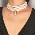 thumbnail image 2 of UDIYO Elegant Women Multi-layer Faux Pearl Beaded Choker Necklace Party Jewelry Gift, 2 of 6