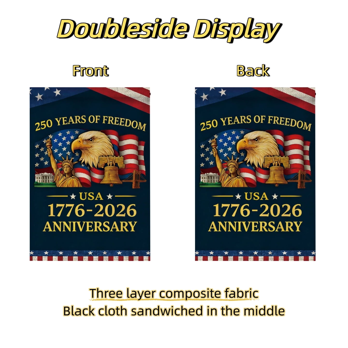 6 Pcs-250 Anniversary Flag 250 Years of Freedom Flag 1776-2026 Patriotic Flags Outdoor Lawn Garden Decor Doubleside Linen