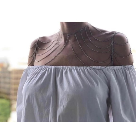 Curio Jewelry Beaded Breast Harness Chain in 925 Sterling Silver Delicate Chain Bohemian Jewelry Layered Body Chain Bralette Bikini Body Jewelry Gifting