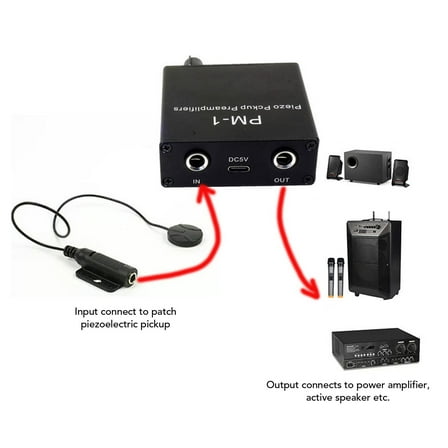 Piezo Pickup Preamp Amplifier, Rechargeable, Low Noise, For Guitar  String Instruments