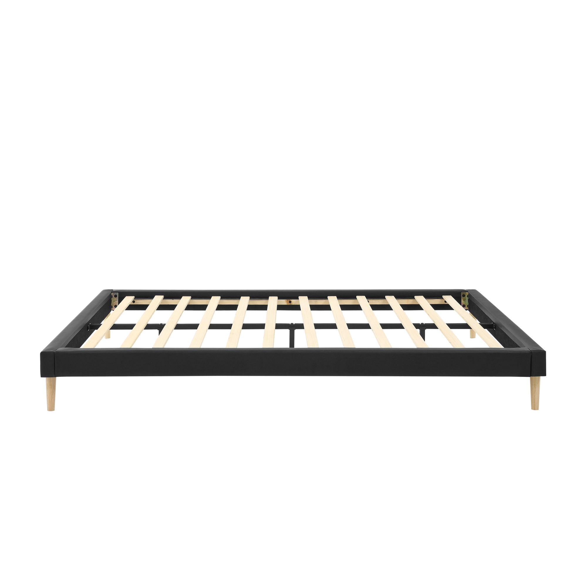 KING Size Platform Bed Frame with Wood Slats Support Waterproof Faux Leather Easy Assembly