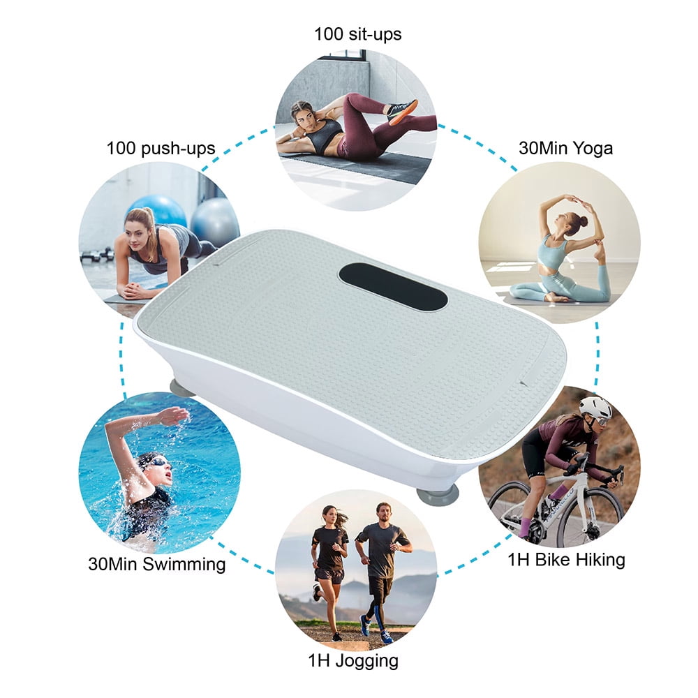 LOHASLY Vibration Plate Machine w/Handle 120 Speed Lymph Drain Fat Burn Weight Loss Home GymMen/Women(Grey)