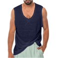 thumbnail image 2 of Hombres Casual Sólido Cuello Redondo Deportes Fitness Sin Mangas Camiseta Sin Mangas Camiseta Pompotops oipoqjl30332, 2 of 6