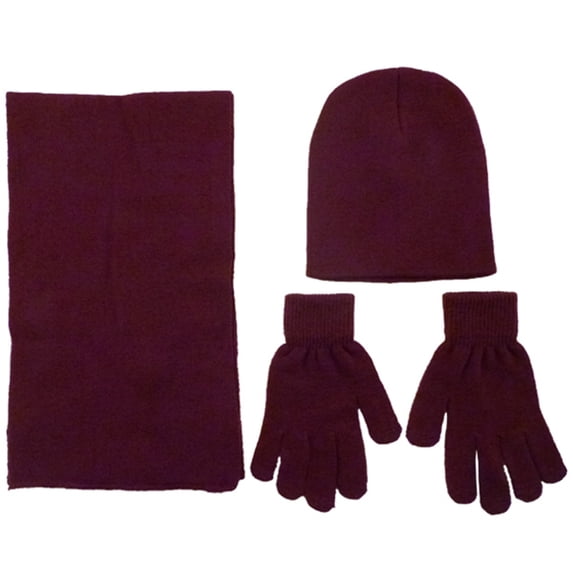 Simplicity Adult Winter Wholesale Ski Beanie Scarf Gloves Set, 6174_Burgundy