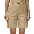thumbnail image 5 of TQWQT Womens Cargo Shorts Dressy Casual Hiking Cargo Shorts 7 Inch Inseam Elastic Waist Bermuda Shorts Trendy Summer Camo Shorts with 6 Pockets Khaki XS, 5 of 9