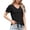 Black, variant on Womens Eyelet Knit Tops V Neck Puff Ruffle Short Sleeve Tie Front Knot Tees T Shirts Cute Casual Sweet Summer White 2XL