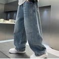 thumbnail image 6 of YunPes Boys' Pants Loose Bottoms Children Cool Handsome Style Daddy Jeans for Children Kids Pants, 6 of 6