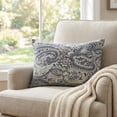 thumbnail image 6 of Plutus Brands Plutus Aristocratic Floret White/ Blue Paisley Luxury Outdoor/Indoor Throw Pillow, 24L x 24W, 6 of 9