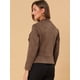 thumbnail image 5 of Chaqueta de gamuza sintética para mujer Allegra K Cárdigan drapeado con solapa frontal abierta Marrón claro S, 5 of 6