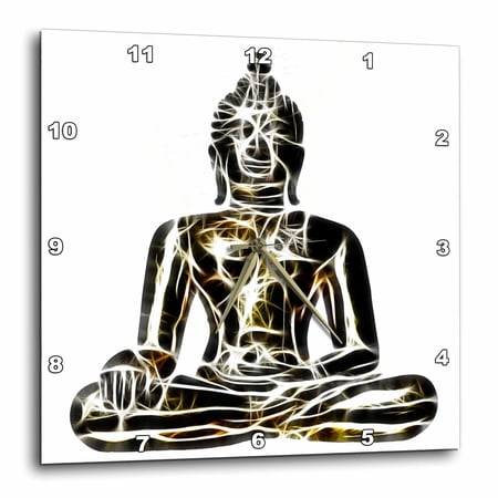3 drose, Painting Golden Asian Buddha, 10 x 10 Wall Clock