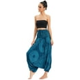 thumbnail image 2 of Combinaison Pantalon Bohème Harem pour Femmes 2 en 1 en Rayonne à Taille Smockée, 2 of 6