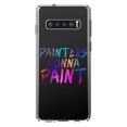 thumbnail image 1 of DistinctInk Clear Shockproof Hybrid Case for Samsung Galaxy S10 (6.1" Screen) - TPU Bumper Acrylic Back Tempered Glass Screen Protector - Painters Gonna Paint, 1 of 2