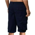 thumbnail image 3 of Men Casual Fashion Solid Shorts with Multi-pocket Button Zipper Elastic Waist Shoort Pants, 3 of 8