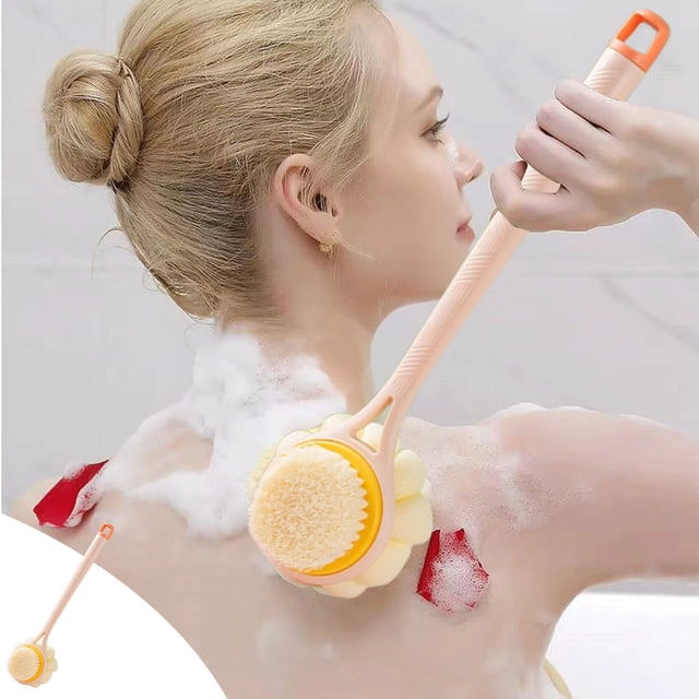 RKSTN Double sided brush Shower Brush With Long Handle, Soft Body Brush, Back Scrubbers For Shower, Gentle Exfoliation And Improved Skin Health, Suitable For Men And Women