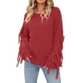 thumbnail image 1 of Gibobby Suéteres mujer, Suéter de manga larga con cuello redondo para mujer, de punto grueso, cálido, de gran tamaño(Rojo,G), 1 of 5