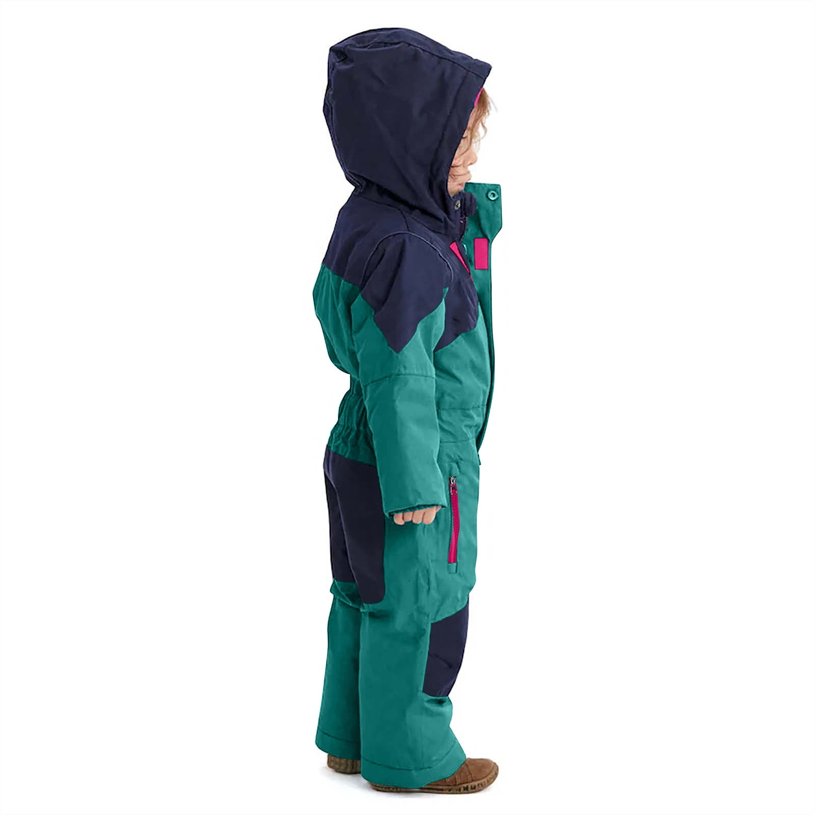 FNFYFH Girls Boys One Piece Snowsuit Waterproof Windproof Ski Snow Hooded Coveralls Winter Outdoor Jumpsuits