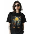 thumbnail image 2 of Starry Sky Cat Womens Tshirt Graphic Tees Cotton Crew Neck T-Shirts, Casual Short Sleeve Shirts for Women Teen Girl Oil Painting Art, 2 of 3