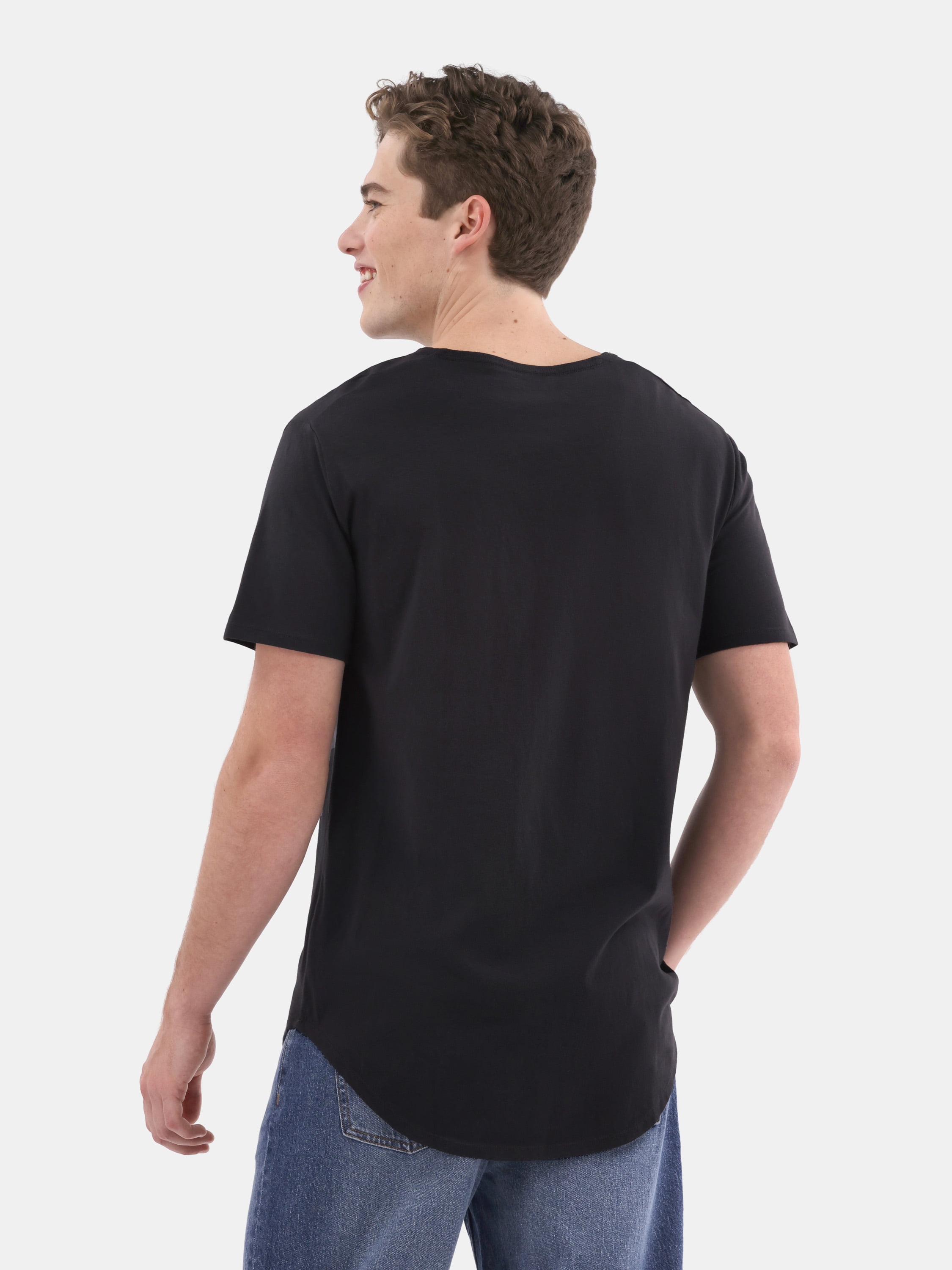 No Boundaries Men's & Big Men's Longline Curved Hem Elongated Tee Shirt, Sizes XS-5XL