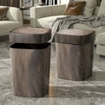 thumbnail image 5 of 2/4 Gallon Retro Small Can, Vintage Wood Grain Small with Swing Lid, Rectangular Garbage Bin, Reusable Farmhouse Wastebaskets for Bedroom, Kitchen, Bathroom, Bathroom Can with Lid, 5 of 5