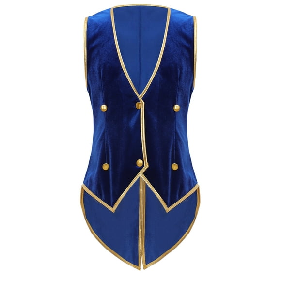 Yartina Kids Boys Medieval Renaissance Cosplay Costume Vintage Steampunk Gothic Tailcoat Jacket Halloween Party Vest Royal Blue 6
