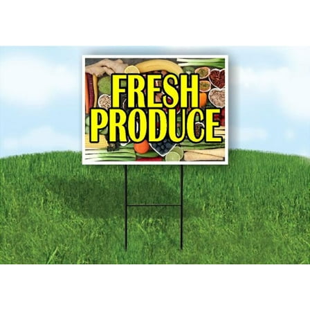 Fresh Produce Yard Sign Road Sign (Excluding Stand) SIZE: 8" x 12"