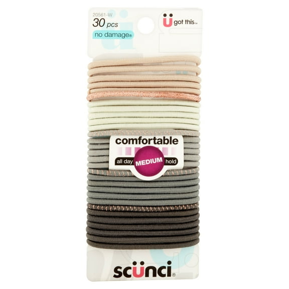 Scünci No Damage Medium Hair Elastics, 30 count