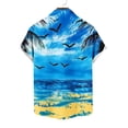thumbnail image 6 of LEKWK Hawaiian T-Shirts for Men Short Sleeve Collared Button Down Shirts Lightweight Floral Print Loose Fit Beach Party Vacation Wear Blue M, 6 of 6
