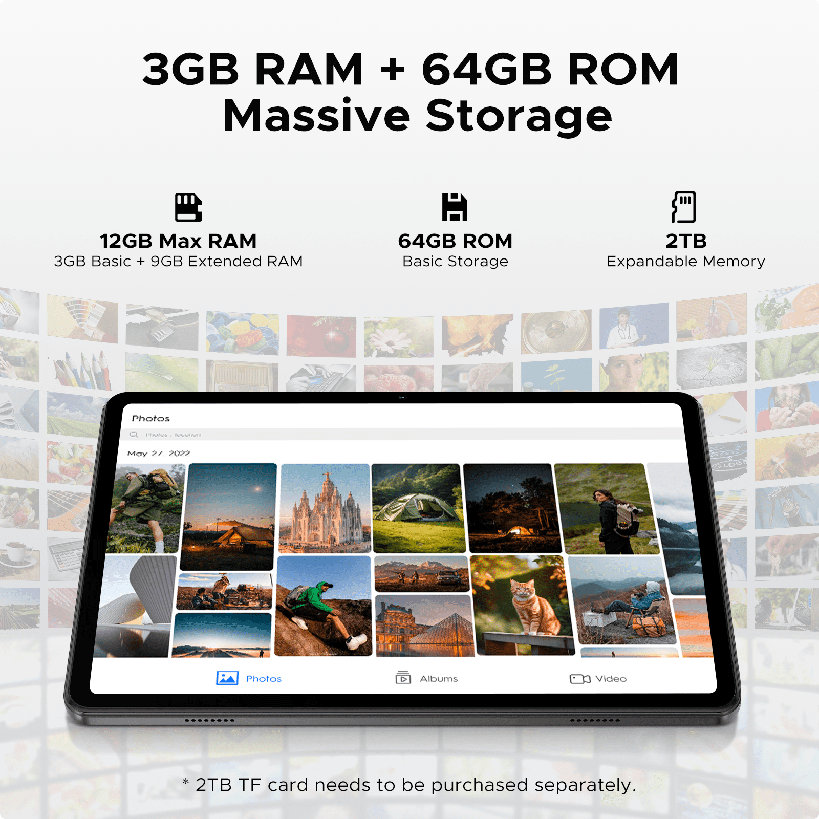 DOOGEE Tab A9 Android Tablet,10 inch Tablet,Octa-core Android 15 Tablets,6580mAh Battery,12GB+64GB,Unisoc T310 Quad Core Tablets,OTG,8MP+5MP,Face Unlock,Black