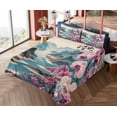 thumbnail image 4 of Ambesonne Lake Fitted & Top Sheet Set with Sham, Orchids Earthy Cliff Mountains, Pale Purple and Sea Blue, 4 of 5