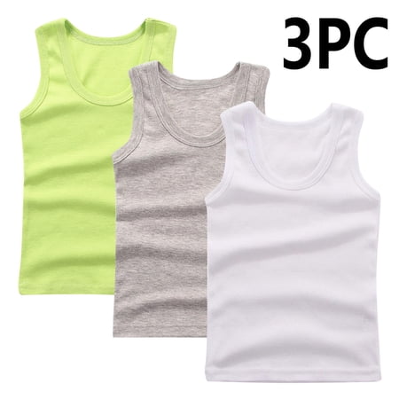 BRGZLK 3 Pack Toddler Cotton Undershirt Tank Tops Summer Trendy Solid Base Inner Layer Soft Comfort Round Neck Camisoles Mint Green 9-10 Years