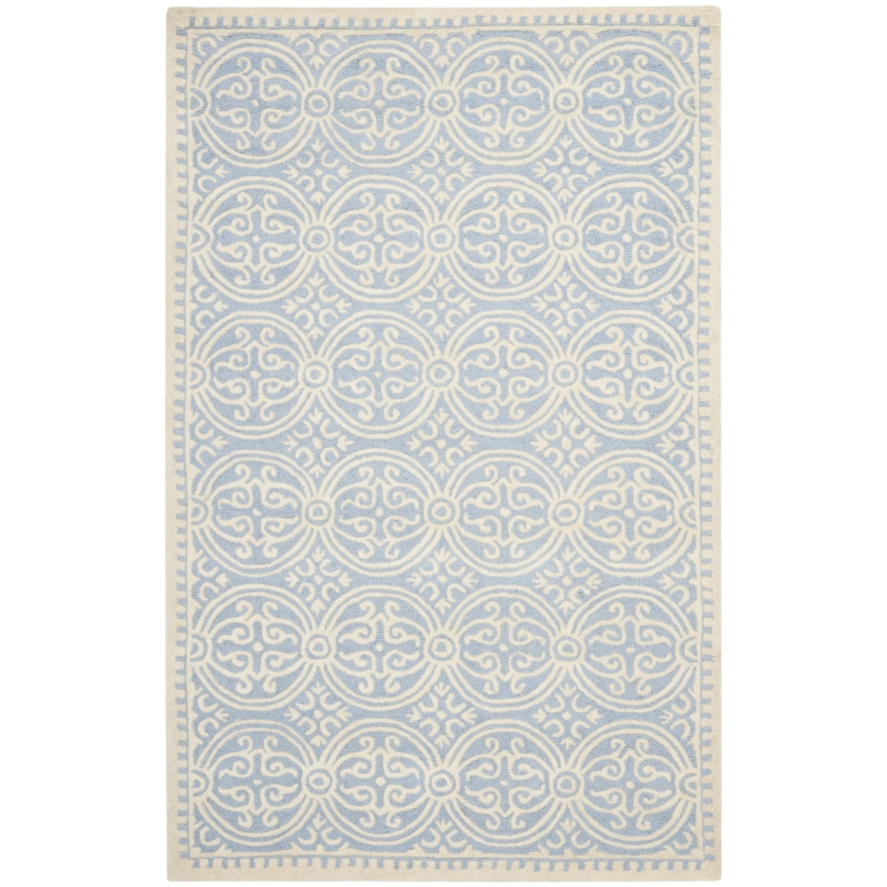 SAFAVIEH Cambridge Leslie Geometric Wool Runner Rug, Light Blue/Ivory, 2'6" x 22'