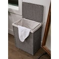 thumbnail image 4 of BIRDROCK HOME Single Laundry Hamper with Lid - Grey - Liner Bag - Hand Woven - Small Collapsible Hampers - Foldable Bin - Synthetic PE Rattan - Hand Woven - Clothes Basket, 4 of 7