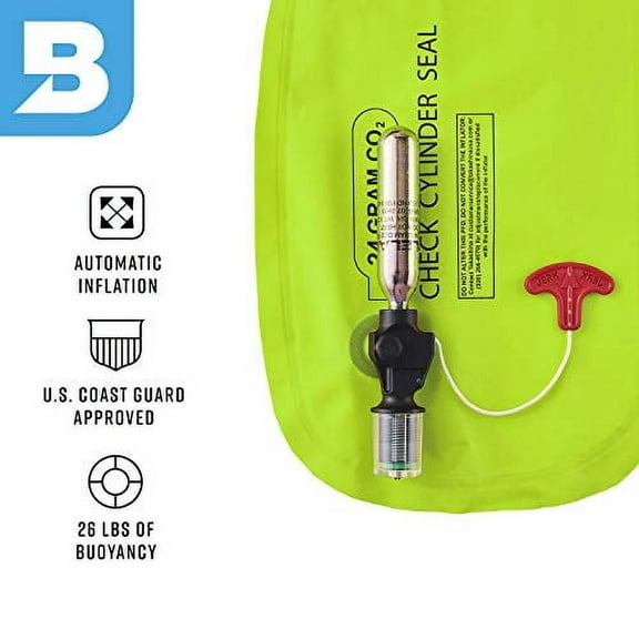 BLUESTORM Cirrus 26 Inflatable Life Jacket PFD for Adults | US Coast Guard (USCG) Approved Automatic Self Inflating Life Vest Preserver with Manual Override