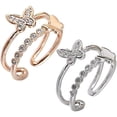 thumbnail image 1 of Anillos para mujer WEIHJMXG con cristales y mariposas dorado plateado, 1 of 5