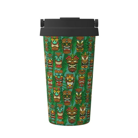 

KLL Mask And Palm Leaves Pattern Stainless Steel Vacuum Insulated Tumbler - Carry Insulated Coffee Mug - Reusable Insulated Cold Brew Iced Coffee Cup Thermos