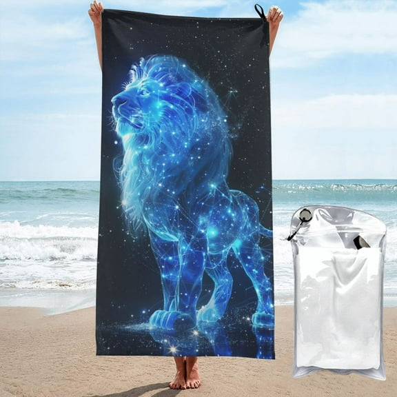 Beach Towel Lion Colorful Galaxy Towel Decor Stuff Quick Dry Super Absorbent Towel Oversized Sand Free Towel Women Men 27.5"X55"
