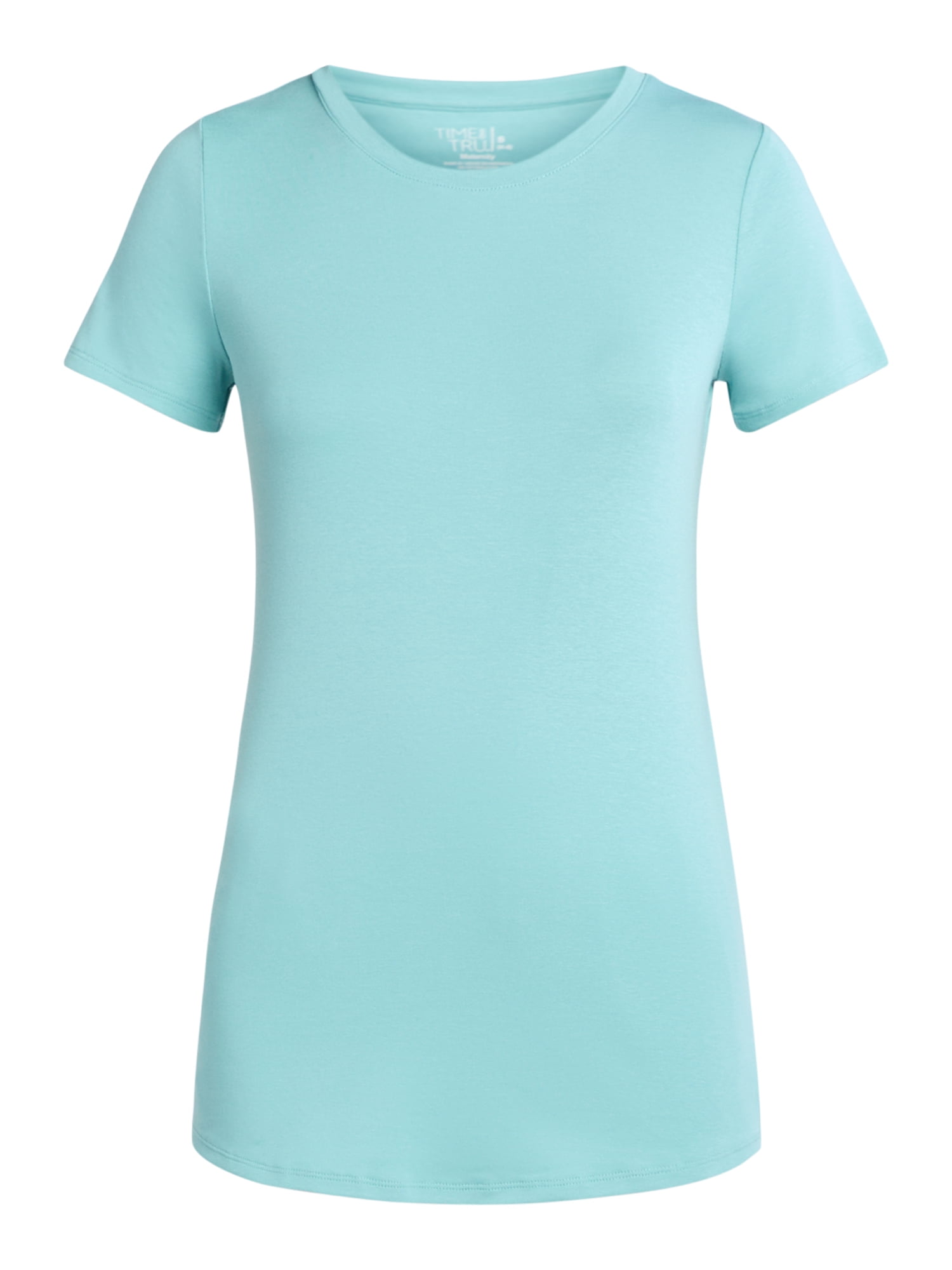 Time and Tru Women's Maternity Non Shirred Tee with Short Sleeves, Sizes S-XXL