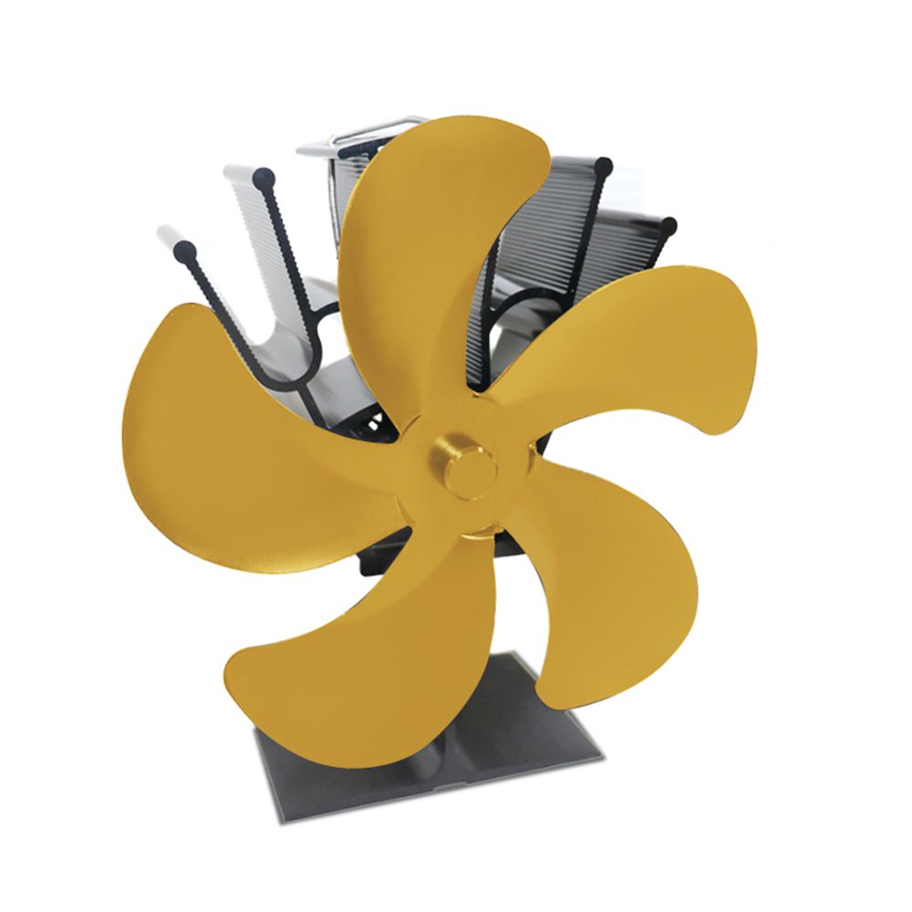 Black Fan Blade Wood Log Burner Burner Fireplace Fan Heat Powered Fan