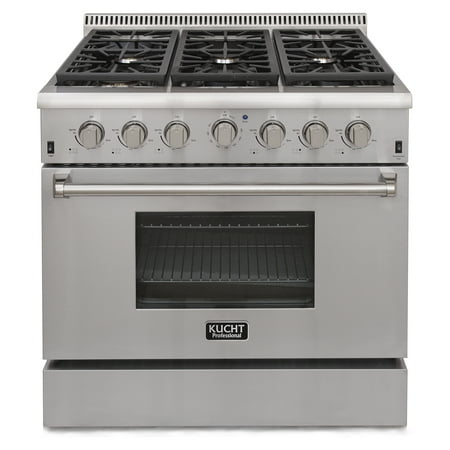 KUCHT Professional 36 in. 5.2 cu. ft. LP Gas Range with Sealed Burners and Convection Oven in Stainless Steel