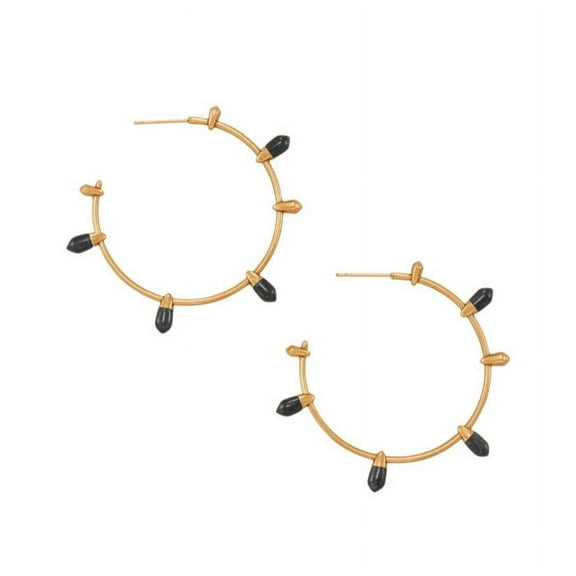 Kendra Scott Freida Oxidized 14K Yellow Gold-Plated & Black Gemstone Hoop Earrings