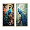 thumbnail image 2 of Designart "Luminous Peacock" Peacock Framed Wall Art Set Of 2 - Blue Animals Framed Canvas Set For Living Room Decor, 2 of 6